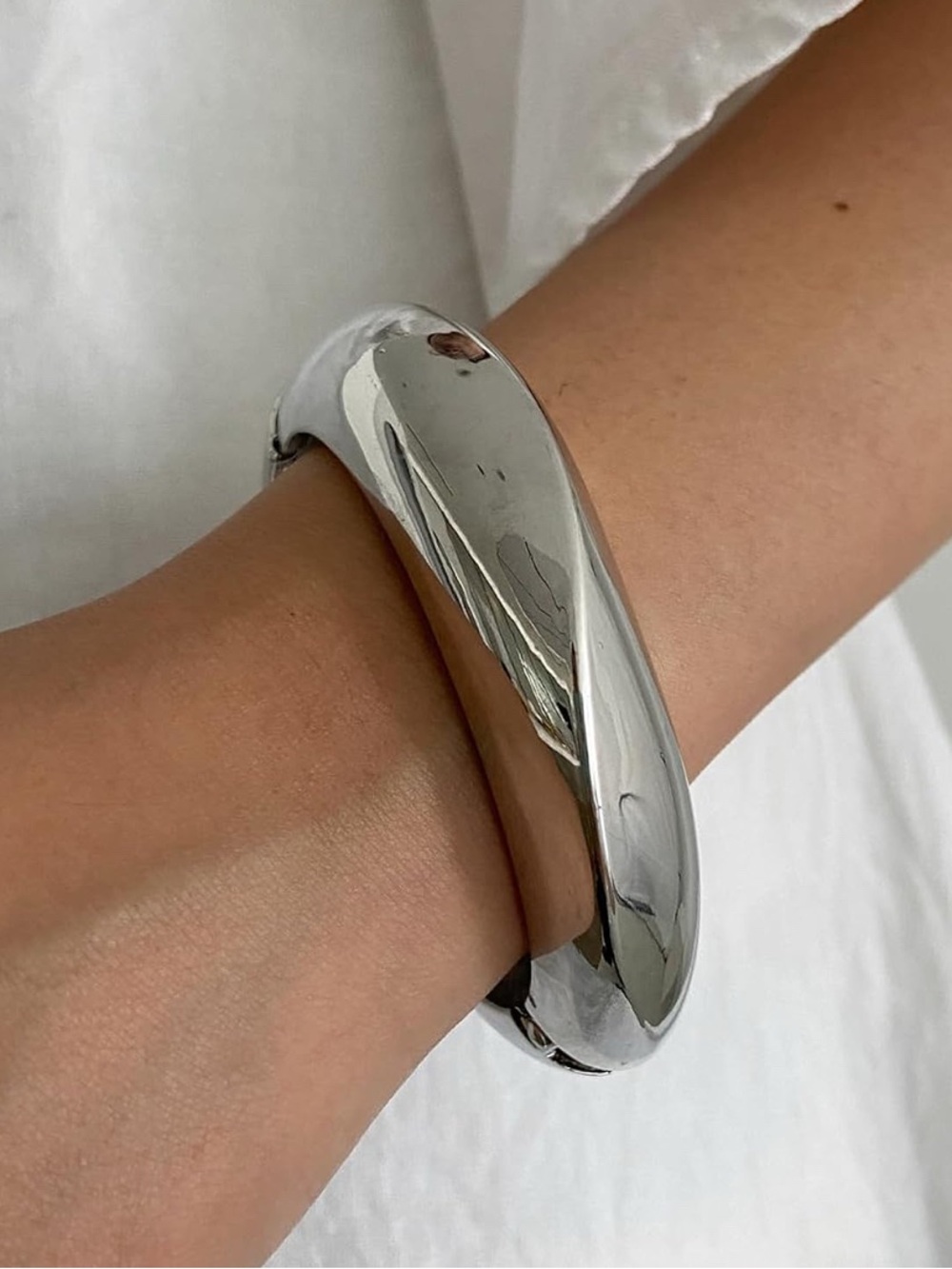 Blue, White & Silver Resin and Silver Bangle Set - 3Pcs - Picture 6 of 7